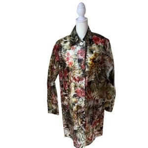 Worth New York Sheer Floral Jacket Top Size P Tropical Print